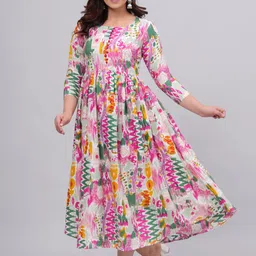 tantanatan Women Floral Print Viscose Rayon Anarkali Kurta image 3