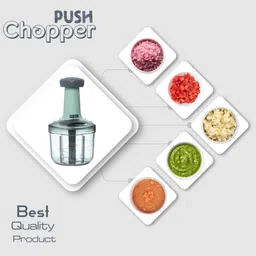 offyx Hand Push 900 ML with 4 Stainless Steel Blades Vegetable & Fruit Chopper image 5