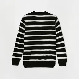 Fame Forever by Lifestyle Boys Olive Green & White Striped Acrylic Pullover Sweater image 3