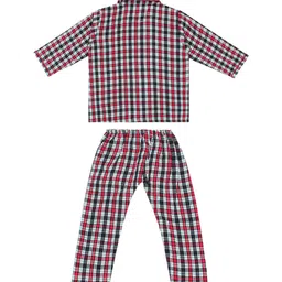 Superminis Unisex Kids Red & Black Checked Night suit image 2