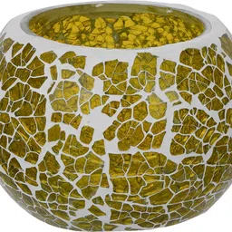 ecraftindia Yellow Mosiac Glass Decorative Tea Light Holder/diya Glass Tealight Holder-picture-10