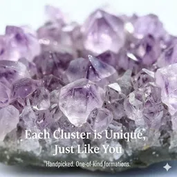 ayzalshop Ayzal Shop Light Amethyst Cluster Stone | 4pc Natural Healing Crystal Set Regular Round Crystal Stone image 3