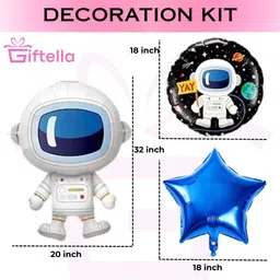 giftella Solid Astronaut theme birthday decoration kit with grey happy birthday foil set Balloon-picture-15
