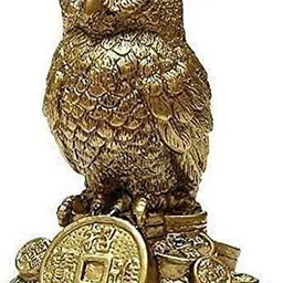 yogi Feng Shui Owl Standing on a Pile of Coins Idol Statue for Good Luck Decorative Showpiece-10 cm-picture-15