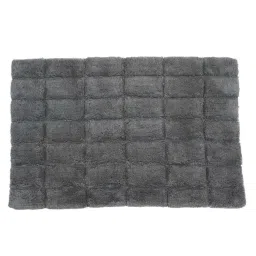 maspar Grey Solid Cotton 20x31 Inches Anti Skid Bath Mat image 1