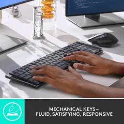 Logitech MX Keys Mechanical Wireless Standard Multi-device Keyboard Compatible with Desktop, Laptop, Mac Magnetic closure,Built-in Stand,no more dirt&scratches,Micro USB Connector image 4