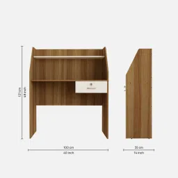 sivom Tron Hutch Desk in Lyon Teak & White Colour image 2