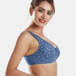 Sonari Blue Floral Printed Non Padded Non Wired All Day Comfort Regular Bra image 3