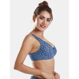 Sonari Blue & Grey Floral Non-padded Super Support Bra image 5