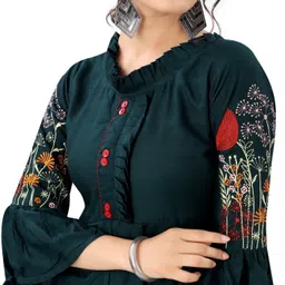 nikunj trading Women Fit and Flare Green Mini/Short Dress-picture-37