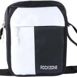 rockzone Black, White Men & Women Sling Bag - Medium blackwhiteslingbagss-picture-13