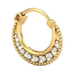 KUBERBOX Vistra 18KT Gold Diamond Studded Nose Pin-0.5 g image 5