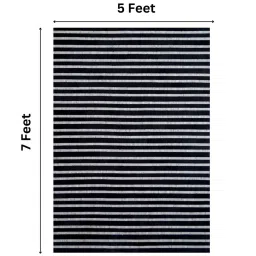 dazzhome Black & Silver Hair On Leather Stripes Hand Woven 5ftX7ft Carpet image 3