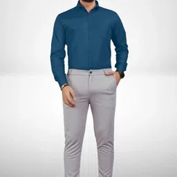 Men Cotton Blend, Cotton Blend Shirt Pant Set-image-0