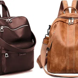 spinsell Medium 24 L Backpack Leather Backpack Purse for Women and Girls Convertible Travel Vintage-picture-32