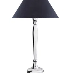 Homesake Silver-Toned & Navy Blue Solid Royal Ovoid Chrome Handcrafted Table Lamp & Shade image 4