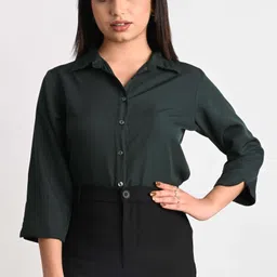 rahul traders Women Regular Fit Solid Button Down Collar Casual Shirt image 4