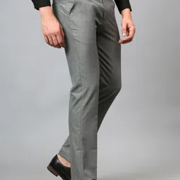 cantabil Men Regular Fit Grey Cotton Blend Trousers image 3