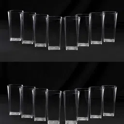 bellerbird (Pack of 16) Premium quality clear square design Unbreakable Stylish Transparent Glass Set Water/Juice Glass image 1