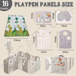 tinybloom Baby Playpen 16 Panel for Kids Play yard Play Area Fence Balls and mat indoor image 2