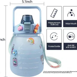remang Jug Water Bottle with Motivational Time Marker with Straw for Office School 1500 ml Water Bottle image 2