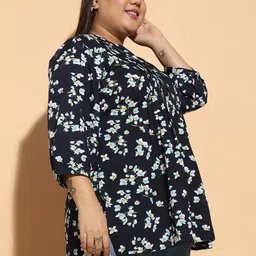 clochoice Casual Regular Sleeves Floral Print Women Blue Top image 3