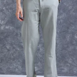 roadster Men Relaxed Grey Pure Linen Trousers-picture-26