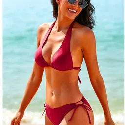 ndex SWIMWEAR Solid Women Bikini Red Swimsuit image 4