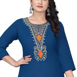 kavya collection Women Cotton Blend Kurti Pant Set-picture-34