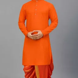 vividstyle Men Cotton Blend Kurta Dhoti Set-picture-12