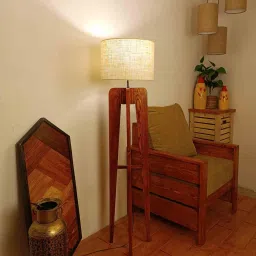 symplify Jet Wooden Floor Lamp with Jute Shade & Brown Base image 5