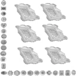 sai praseeda Decorative Non Metallic Silver Finish Serving Thalis ((24 x 24 x 4 cm) Tray Serving Set-picture-13