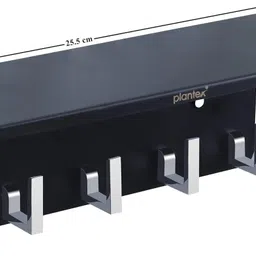 plantex Stainless Steel Multipurpose Mobile Phone Stand/Shelf with 5 Key Hooks (Black) Stainless Steel Key Holder image 4