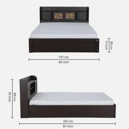 spacewood Kosmo Mayflower Queen Size Bed in Vermount Woodpore Finish with Box Storage image 2