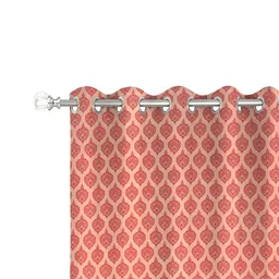 Parda Sansar Red 2 Ethnic Motifs Printed Room Darkening Long Door Curtain image 2