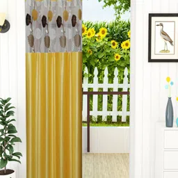 Homefab India Yellow & White Set of 2 Sheer Long Door Curtain image 2