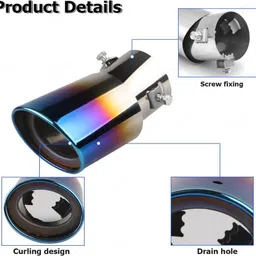 CARIZO Car 60mm Inlet Single Exhaust Muffler Tip Burnt Blue TF-7653, Stainless Steel Finish, High-Performance Car Exhaust Upgrade Compatible with Maruti Suzuki Swift Dzire (Type-III) 2017-2021 image 3