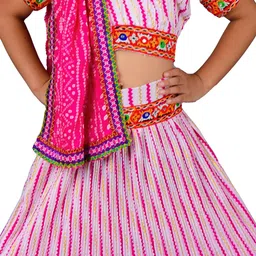 ahhaaaa Girls Embroidered Mirror Work Ready to Wear Cotton Lehenga Choli With Dupatta image 3