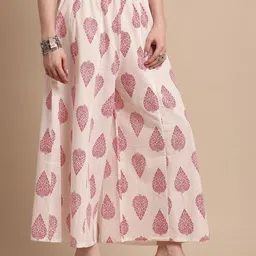 Pistaa Ethnic Motifs Printed Flared Cotton Palazzos image 2