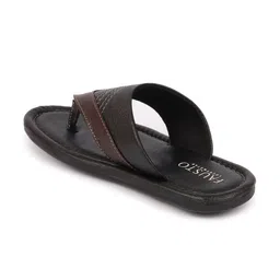FAUSTO Men Black & Brown Thong Flip-Flops image 3