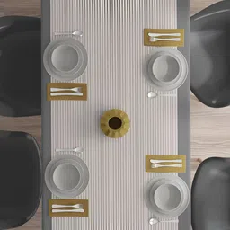 HOME COLORS.IN White Geometric Printed Cotton 8-Seater Table Cover image 5