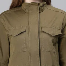 Oxolloxo Mock Collar Cotton Lightweight Longline Tailored Jacket image 3