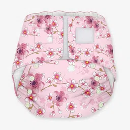 Snugkins Kids Sakura Reusable Cloth Diaper with Organic Cotton Prefold Pad - Pink image 5