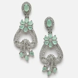 ZENEME Rhodium-Plated Floral Drop Earrings image 5
