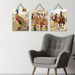 artvibes Royal Rajasthan Wooden Wall Hanging Artwork (WH_96121N) Pack of 3 image 3