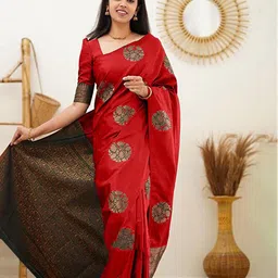 KALINI Ethnic Woven Design Zari Silk Cotton Kanjeevaram Saree image 4