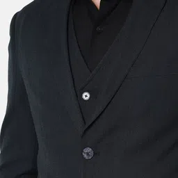 Peter England Elite Men Green Self-Design Slim-Fit Single-Breasted Formal Suit image 3