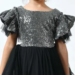 Bella Moda Girls Black Embellished Fit and Flare Dress image 2