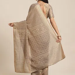 Saree mall Taupe & Golden Woven Design Saree image 3