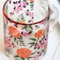 Strokes by Namrata Mehta Orange Printed Glass Mug 350 ml image 4